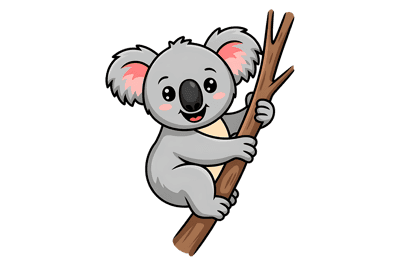 Cartoon koala on branch