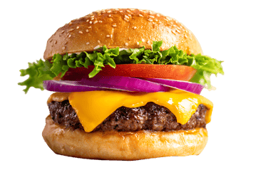 Juicy cheeseburger with fresh toppings675.