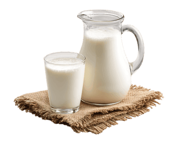 Refreshing glass and pitcher of milk