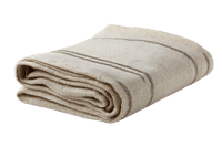 Cream colored folded throw blanket with subtle stripes