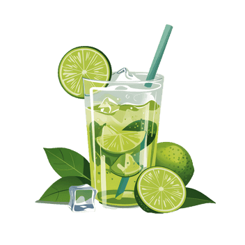 Refreshing lime drink with ice and mint.