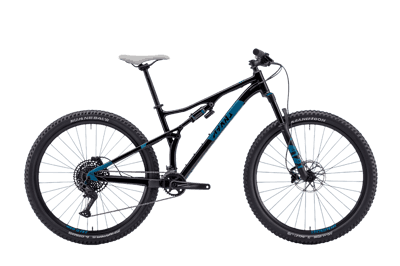 Black and blue mountain bike for outdoor adventures