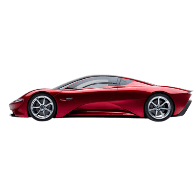 Sleek red sports car profile.