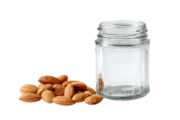 Almonds and an empty jar.