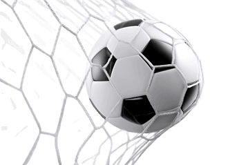 Close up of soccer ball hitting the back of the net.