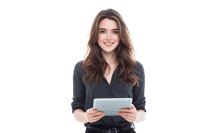 Smiling woman holding a tablet, technology concept415