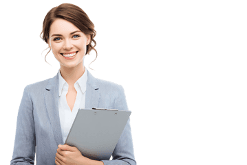 Smiling businesswoman holding a clipboard206
