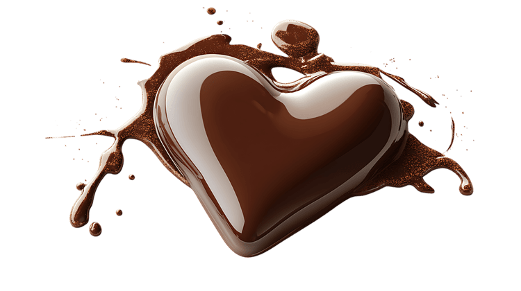 Melted chocolate heart, delicious treat