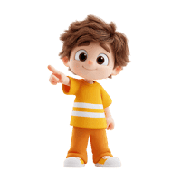 Cute cartoon boy pointing forward. Perfect for children's content.