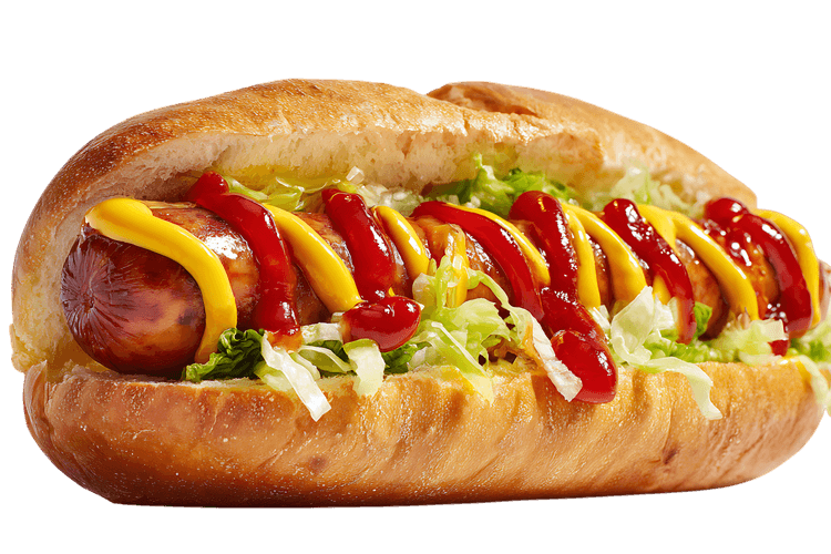 Delicious hot dog with mustard and ketchup.