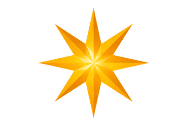 Golden eight pointed star, shiny, festive, decoration