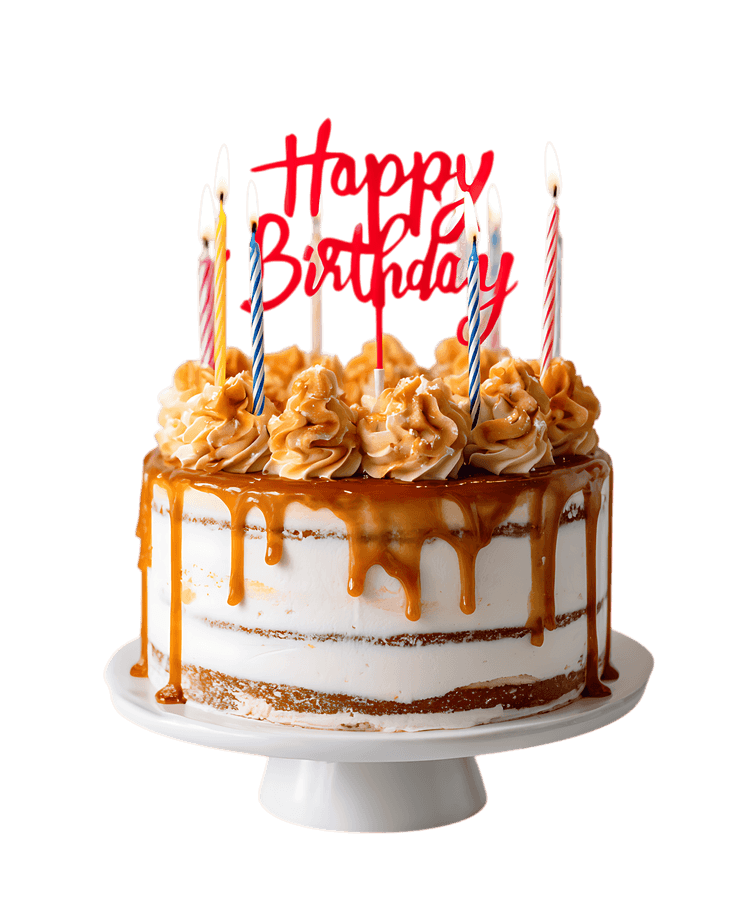 Delicious caramel cake with candles411