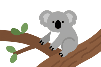 Cartoon koala on branch, australian wildlife illustration