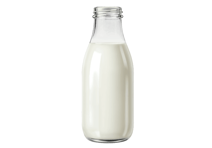 Glass bottle filled with fresh milk670.