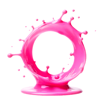 Circular splash of vibrant pink liquid on black
