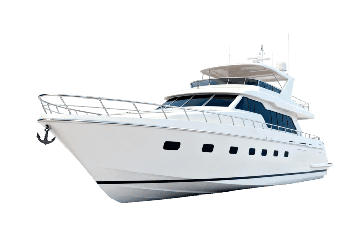 Modern white yacht on the water