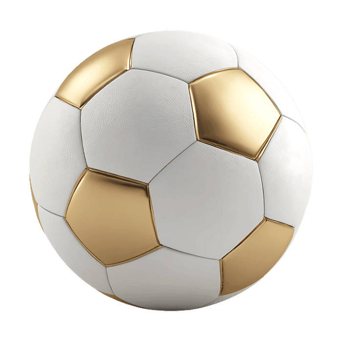 3D Golden &amp; White Soccer Ball. Trophy, Win, Sport.