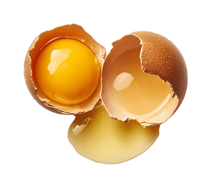 Broken egg yolk and white