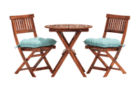 Cozy wooden bistro set with two chairs and a round table