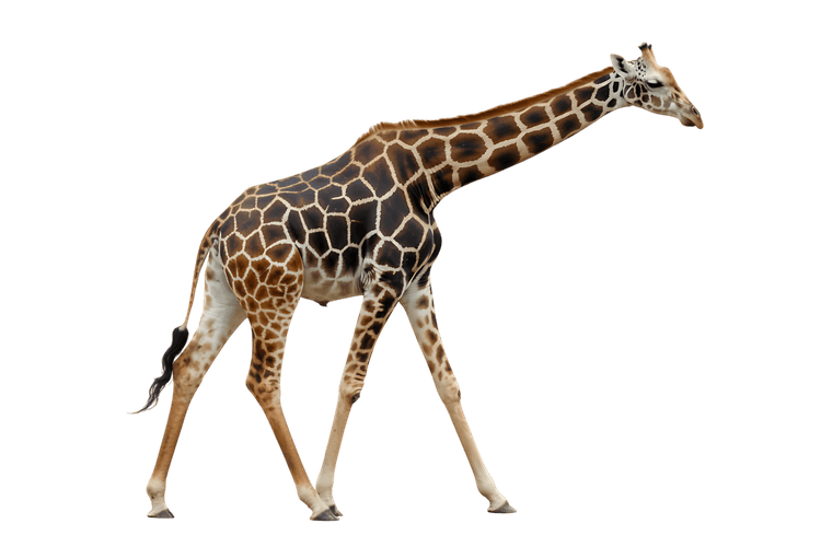 Walking giraffe on transparent background