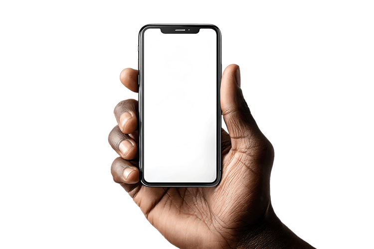 Hand holding smartphone with blank screen319.