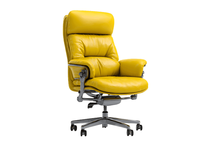 Modern yellow leather executive office chair on wheels