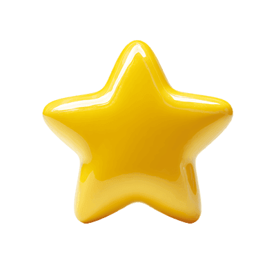 Shiny gold star, 3D render, achievement, rating, quality