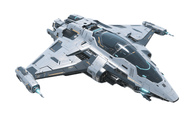 Futuristic spaceship isolated on black background