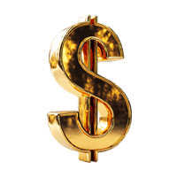3D golden dollar symbol on black, representing wealth, investment, and financial success.