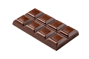 Delicious dark chocolate bar isolated on black background