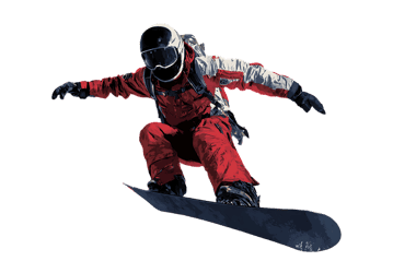 Snowboarder in action, extreme winter sports.