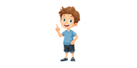 Cartoon boy pointing up