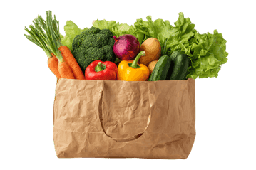 Healthy eating, grocery shopping, farm fresh produce.