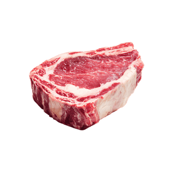 Fresh, raw rib eye steak isolated on black. Ready for grilling.