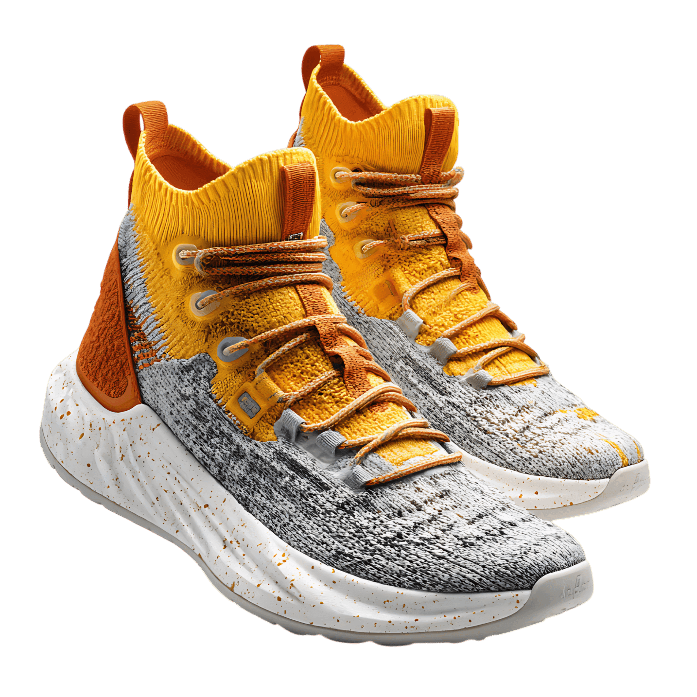 Stylish high top basketball shoes isolated.