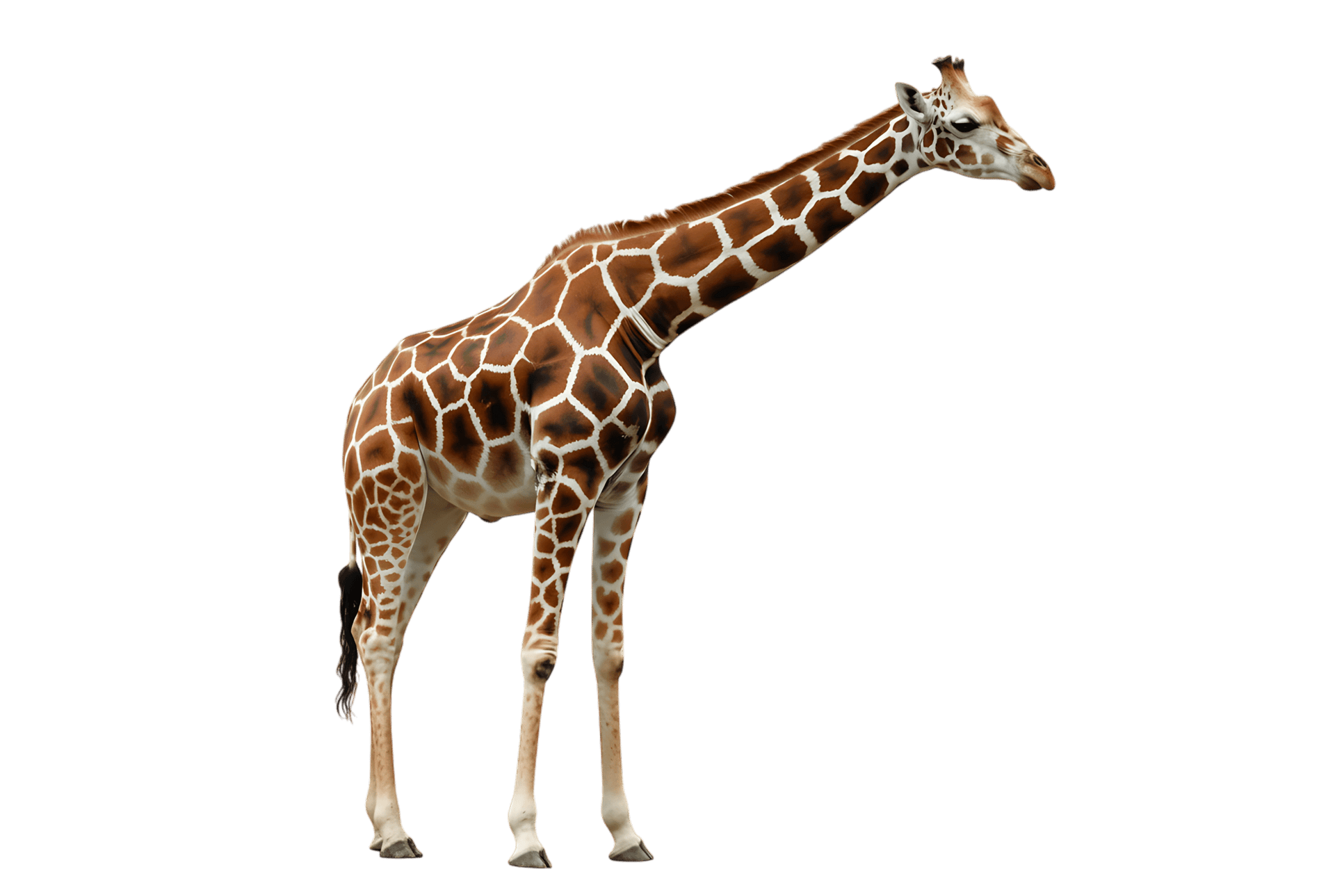 Elegant giraffe with long neck and spotted pattern