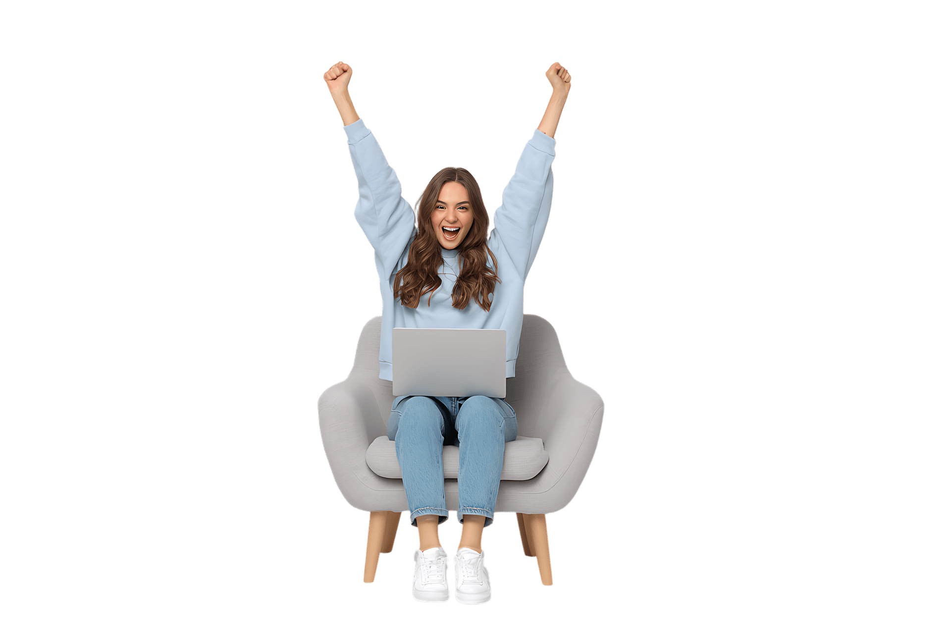 Happy woman celebrating success on laptop533