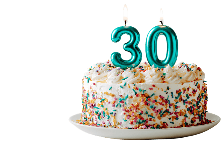 Thirty and fabulous! 🎉 Delicious cake with teal candles.