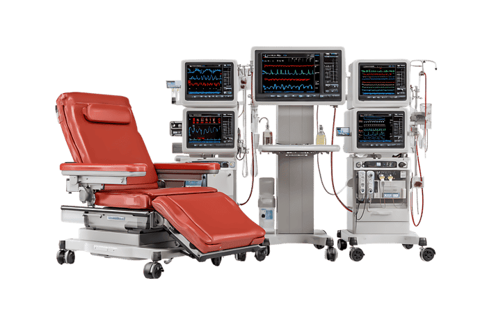 Medical chair and monitors