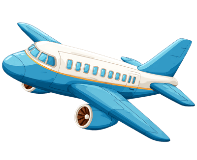 Cartoon airplane illustration for travel and transportation projects