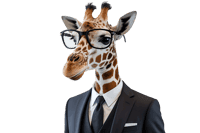Giraffe in suit and glasses