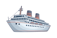 Cartoon cruise ship illustration for travel and vacation themes