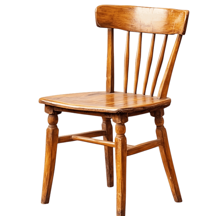 Vintage wooden chair isolated on black background