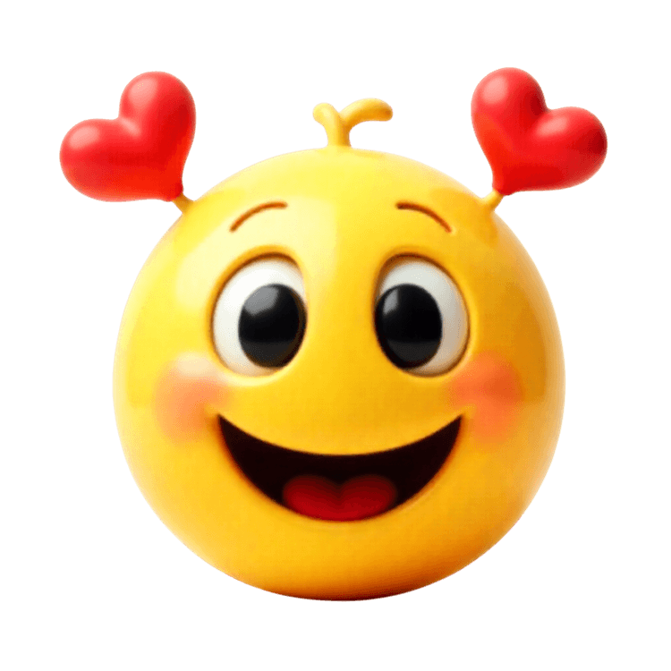 Smiling emoji with hearts expressing love and happiness
