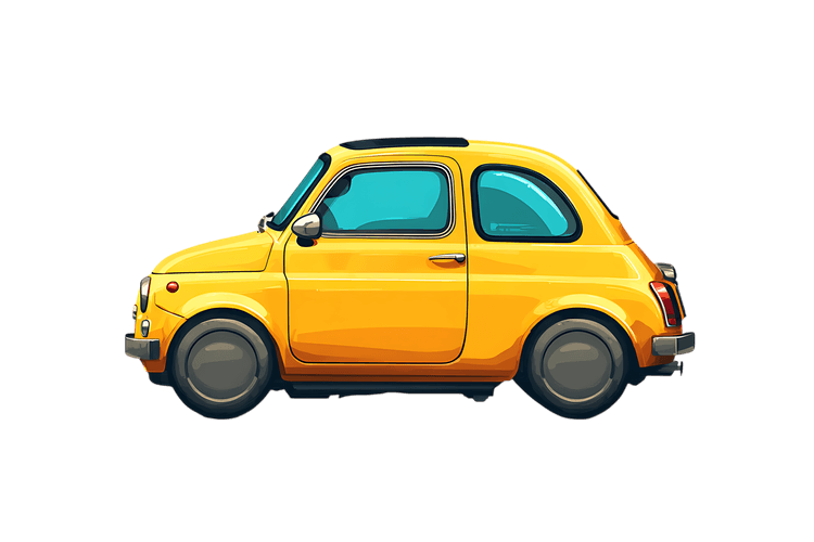 Yellow compact car illustration