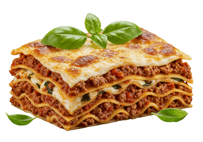 Delicious homemade lasagna, close up.