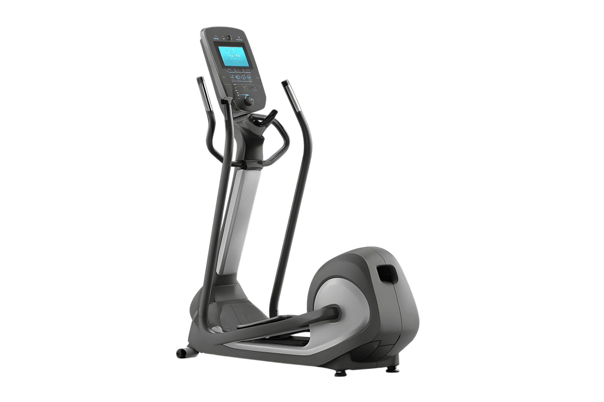 Elliptical trainer isolated on black for fitness and exercise.