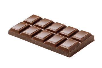 Dark chocolate bar isolated on black background