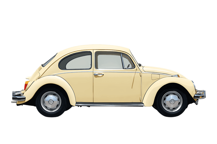 Vintage yellow car on transparent