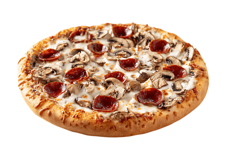 Delicious pepperoni and mushroom pizza.